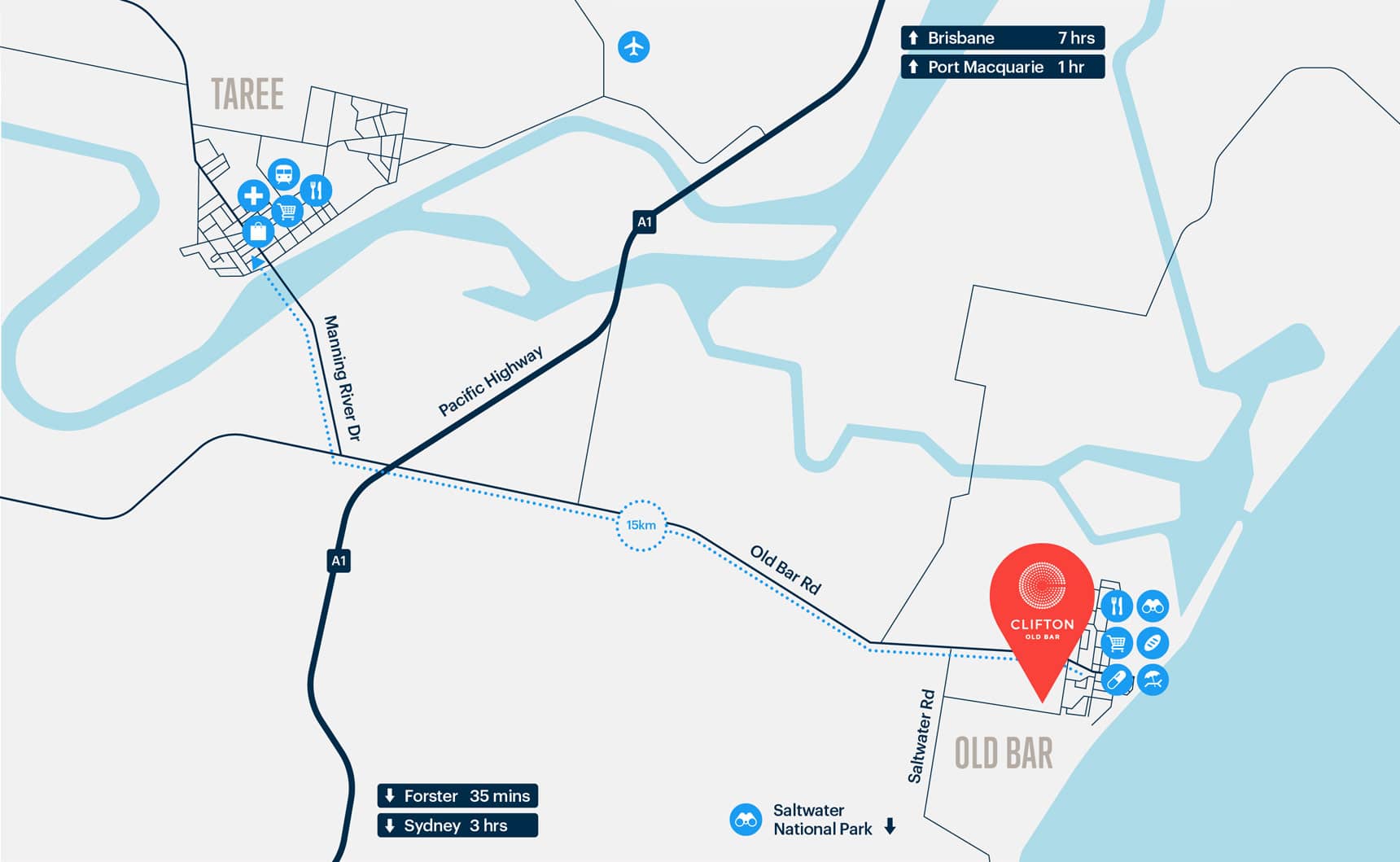 Clifton Old Map is well located and connected